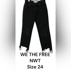 We The Free  cropped,distressed light black jeans,frayed,grunge,punk, cosplay